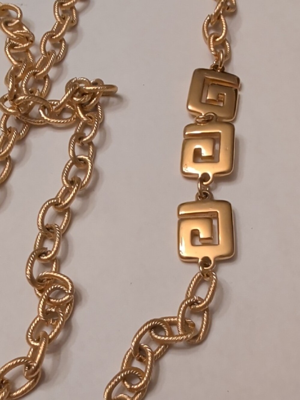 Trifari Gold Greek Key Extra Long Chunky Necklace - Picture 3 of 8